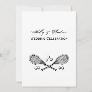 Sports Vintage Crossed Tennis Racquet Tennis Balls Invitation