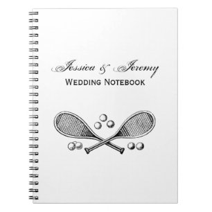 Sports Vintage Crossed Tennis Racquet Tennis Balls Notebook