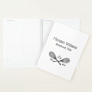 Sports Vintage Crossed Tennis Racquet Tennis Balls Planner