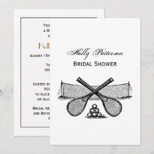 Sports Vintage Tennis Net, Crossed Racquets, Balls Invitation
