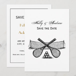 Sports Vintage Tennis Net, Crossed Racquets, Balls Invitation