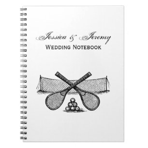 Sports Vintage Tennis Net, Crossed Racquets, Balls Notebook