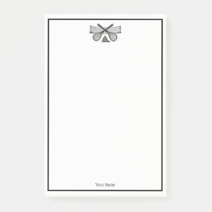 Sports Vintage Tennis Net, Crossed Racquets, Balls Post-it Notes