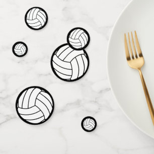Sports Volleyball Balls on Black Confetti