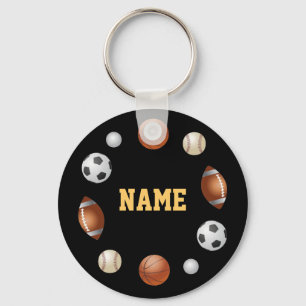 Sports World Personalised Keychain - Black