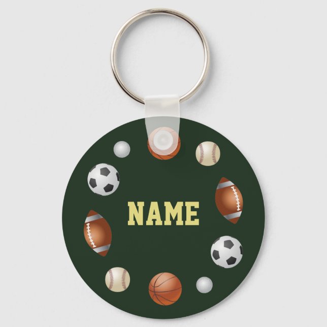 Sports World Personalised Keychain - Green (Front)