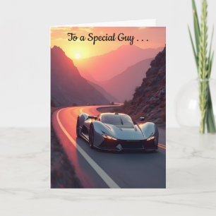 Sportscar Sunset Birthday Card