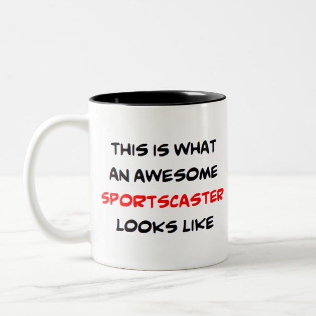 sportscaster, awesome Two-Tone coffee mug (Left)