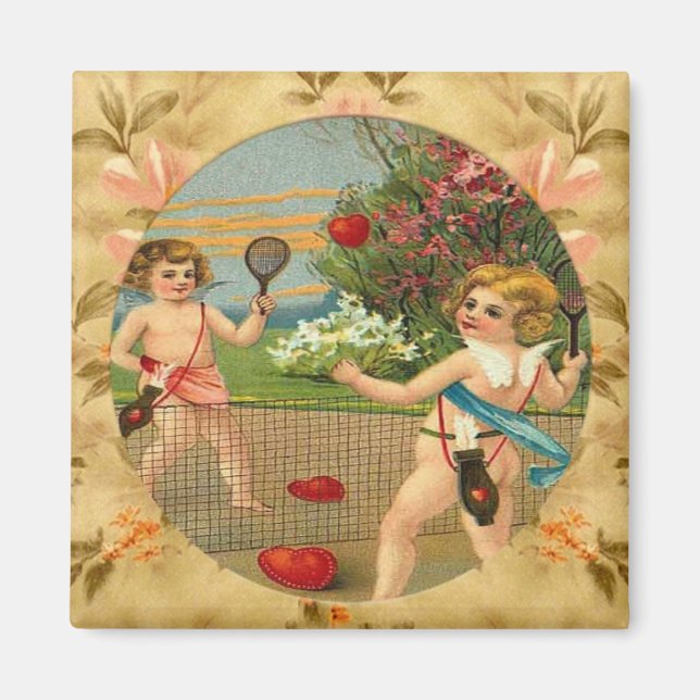 Sportsminded Cherubs Vintage Design Custom Magnet (Front)