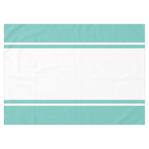 Sporty 70s Light Aqua Teal White Racing Stripes Tablecloth