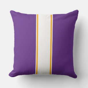 Sporty 70s Purple White Orange  Racing Stripes Cushion