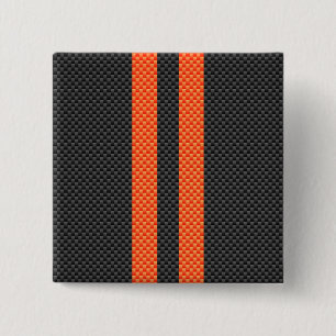 Sporty Accent Orange Stripes Carbon Style Print 15 Cm Square Badge