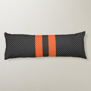 Sporty Accent Orange Stripes Carbon Style Print Body Cushion