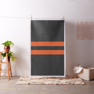Sporty Accent Orange Stripes Carbon Style Print Fabric