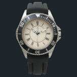 Sporty Adventure Wrist Watch - Rugged Vintage Face<br><div class="desc">Built for the bold, this sporty adventure wrist watch combines a rugged aesthetic with a touch of classic heritage. Featuring a prominent black bezel and a durable, flexible rubber strap, this timepiece is designed to keep up with an active lifestyle. The antique-style dial provides a unique contrast to its modern,...</div>