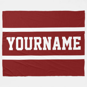 Sporty Athletic Black Your Name Text White Stripes Fleece Blanket