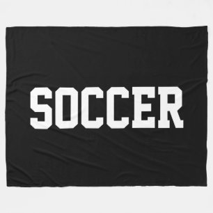 Sporty Athletic Bold White SOCCER Text On Black Fleece Blanket