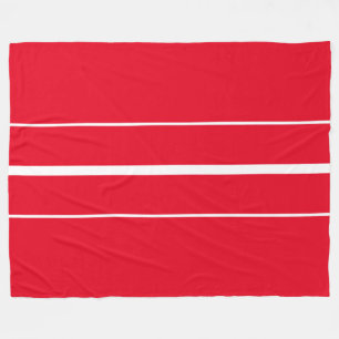 Sporty Athletic Bright Red White Racing Stripes  Fleece Blanket