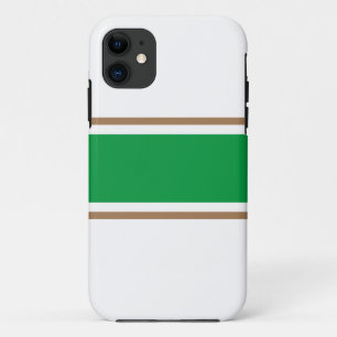 Sporty Athletic Green Brown White Racing Stripes iPhone 11 Case