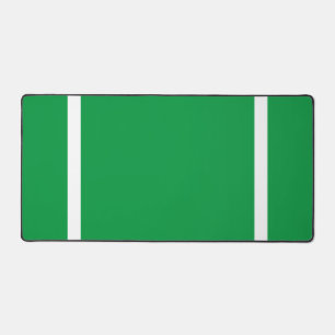 Sporty Athletic Green White Vertical Edge Stripes Desk Mat