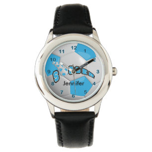 Sporty Baby Blue Soccer Ball Watch