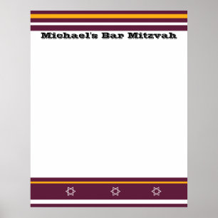 Sporty Bar Mitzvah Sign In Board - Redskins