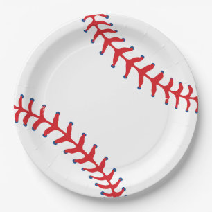 Sporty-Baseball Classic Red & White Sports Themed Paper Plate