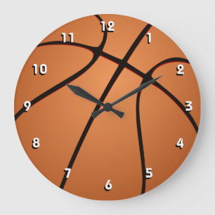 Sporty Basketball ball wall clock with numbers