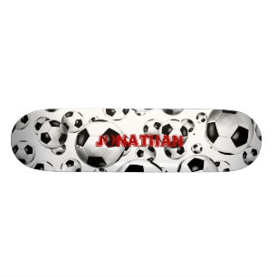 sporty black and white soccer balls boys girls skateboard