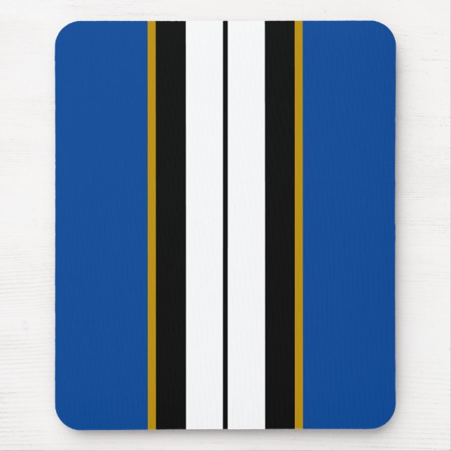 Sporty Black White Blue Vertical Racing Stripes  Mouse Pad (Front)