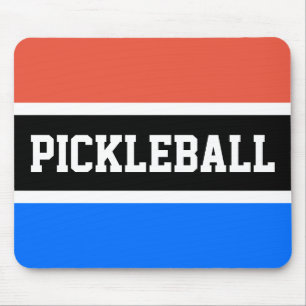 Sporty Block PICKLEBALL Sky Blue Black Stripes  Mo Mouse Pad