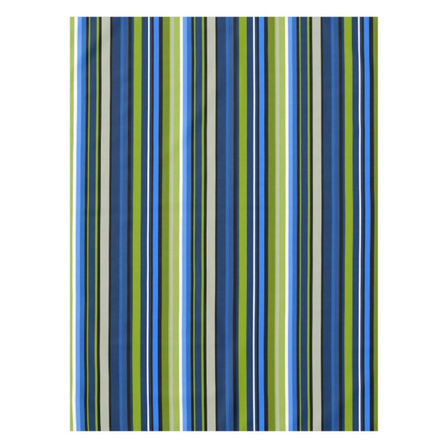 Sporty Blue Green Stripes Tablecloth (Front)