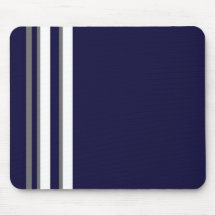 Sporty Blue Grey & White Strip Mouse Pad