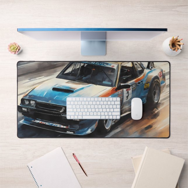 Sporty Blue Racing Car Desk Mat (Office 1)