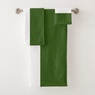 Sporty Bold Forest Green White Ship Shape Stripes Bath Towel Set