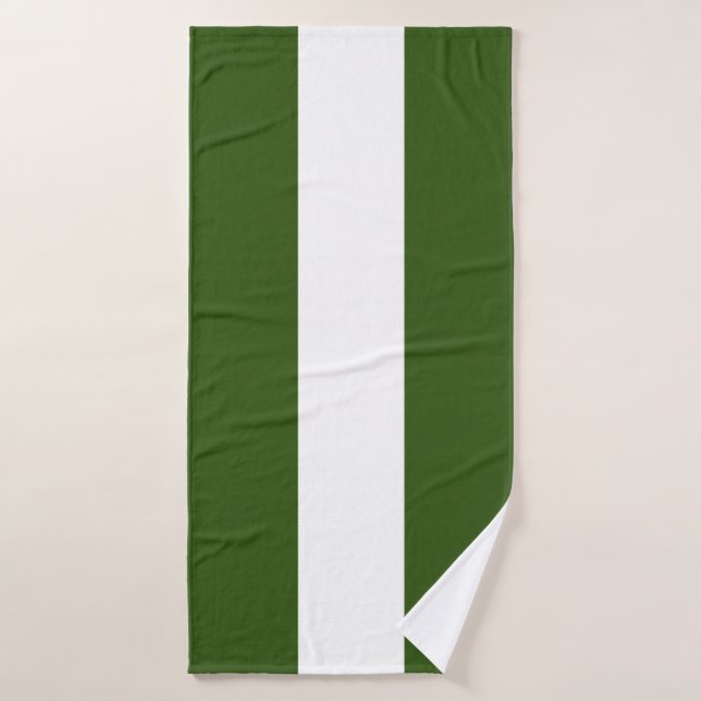Sporty Bold Forest Green White Ship Shape Stripes Bath Towel Set (Bath Towel)