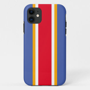 Sporty Bold Red White Blue Yellow Racing Stripes iPhone 11 Case
