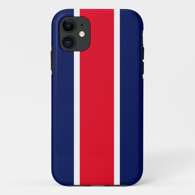 Sporty Bold Red White Navy Blue Racing Stripes Case-Mate iPhone Case (Back)