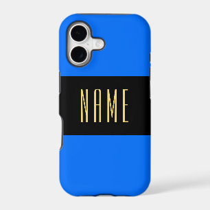 Sporty Bold Wide Bright Blue Black Stripes Text