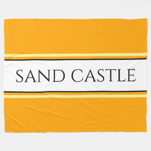 Sporty Bright Golden Yellow SANDCASTLE Stripes Fleece Blanket