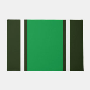 Sporty Bright Green White Forest Racing Stripes Doormat