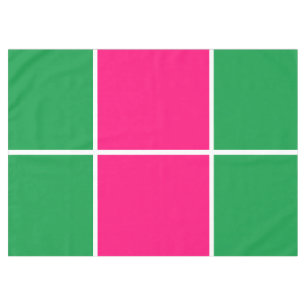 Sporty Bright Pink Green White Windowpane Stripes Tablecloth