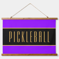 Sporty Bright Purple Stripes Tall PICKLEBALL Text
