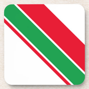 Sporty Bright Red Green Racing Stripes On White Coaster