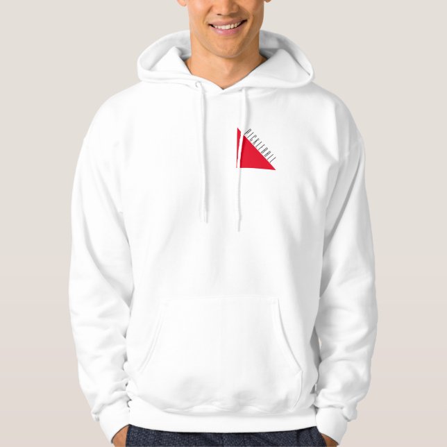 Sporty Bright Red Pickleball Text Logo On White Hoodie (Front)