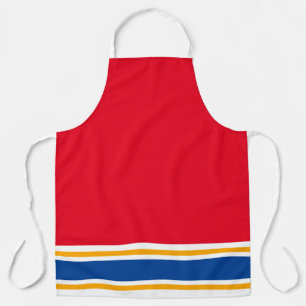 Sporty Bright Red White Blue Orange Racing Stripes Apron
