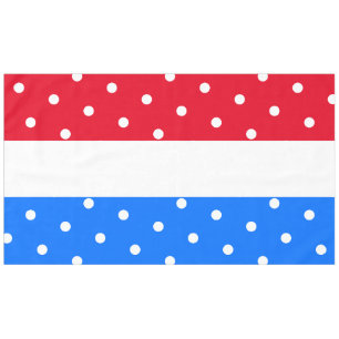 Sporty Bright Red White Blue Stripes Polka Dots Tablecloth