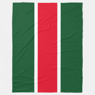 Sporty Bright Red White Dark Forest Green Stripes Fleece Blanket