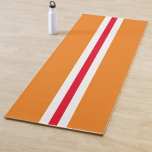 Sporty Bright Red White Racing Stripes On Orange