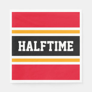 Sporty Bright Red Yellow Black HALFTIME Stripes Napkin